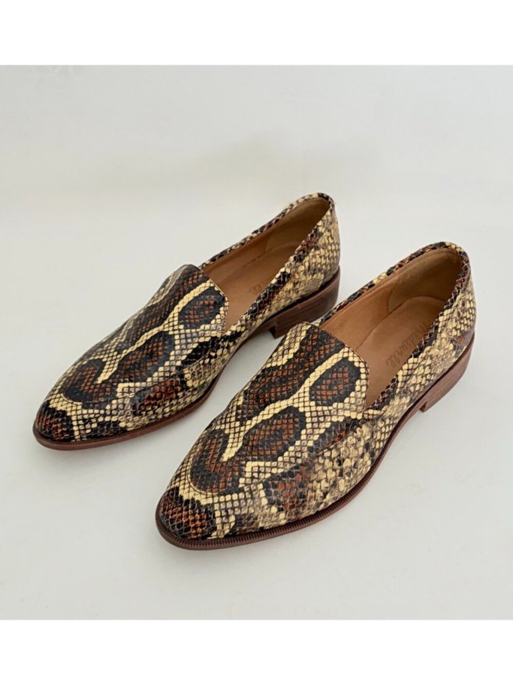MADEWELL The Frances Loafer Snake Embossed‎ Leather Snakeskin Shoes Size 8.5